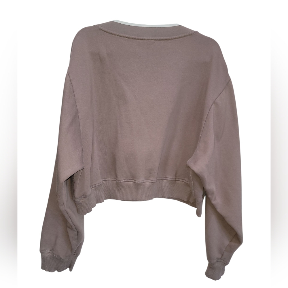 XXL or 2X VS Pink Cotton Blend V-Neck Cropped Sweatshirt Iced Coffee - Picture 6 of 8